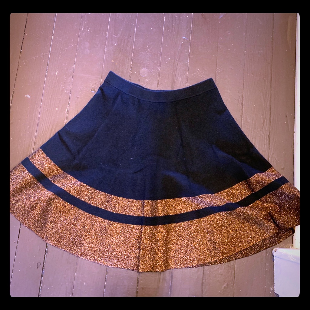 Halloween Full Sweater Skirt With Orange Glitter Design Sm